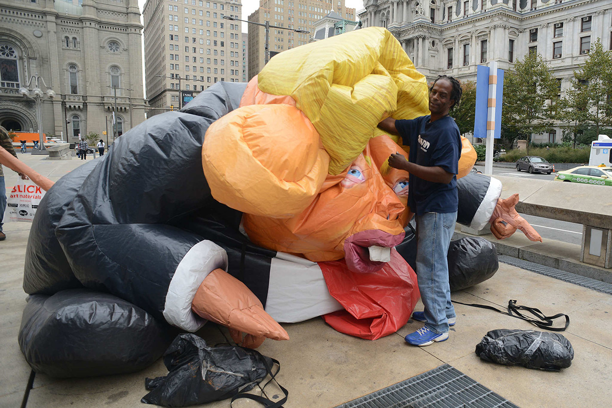 Trump Rat Is Inflated Near Rizzo Statue Philly