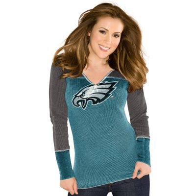 Women's Cuce Black Philadelphia Eagles Sequin Logo V-Neck Pullover  Sweatshirt