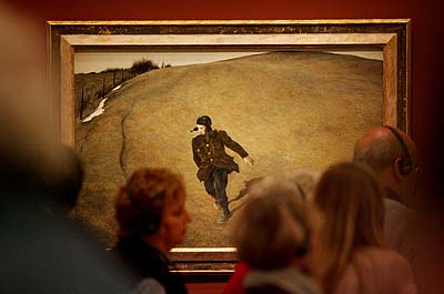The painting Winter, 1946 hangs during a members preview the Andrew Wyeth show at Philadelphia Museum of Art. ( David Swanson / Inquirer ) 